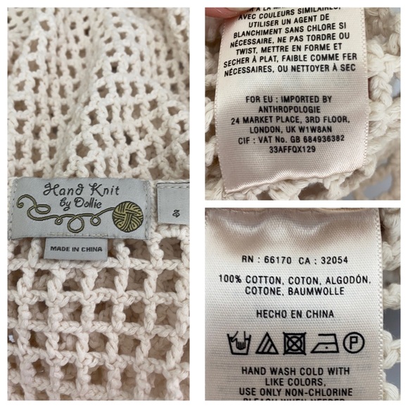 Anthro Hand Knit By Dollie Open Stitch Anchor Top - Picture 8 of 8